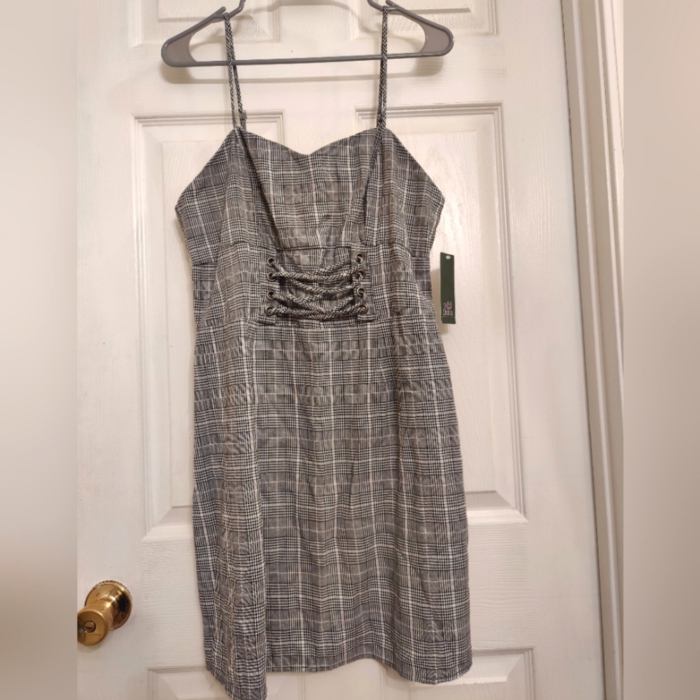 NWT Wild Fable houndstooth checkered spaghetti strap dress